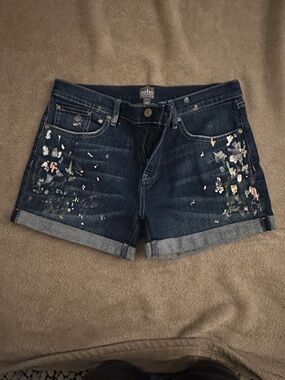 Soho Denim Blue Paint-Splatter Cuffed Women's Shorts